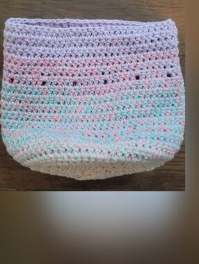 Handmade Crochet Pouch in Pastel Pink, Mint & Lavender